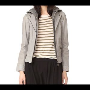 DOMA grey leather jacket with removable hood